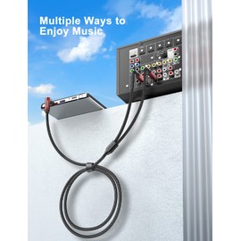 SOUNDFAM 3.5mm Aux to RCA Audio Cable 5m, 90 Degree Right Angle 3.5mm TRS Male to 2RCA Male Y Splitter Cable 24K Gold-Plated Double Shielded for Smartphone, Speaker, MP3, Tablet & More