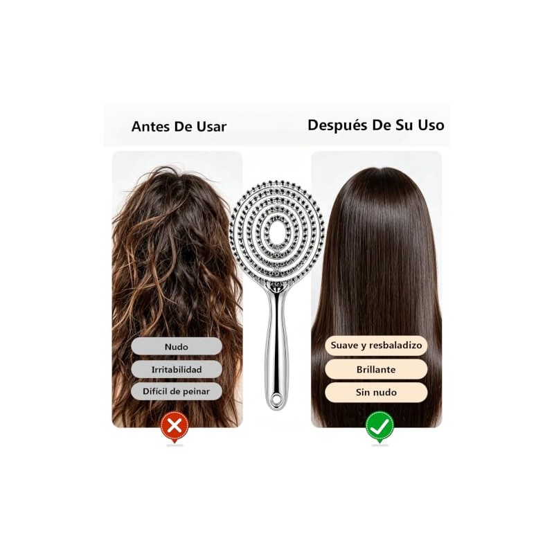 Cepillo para Cabello de Jabalí y Nylon, Cepillo para Cabello