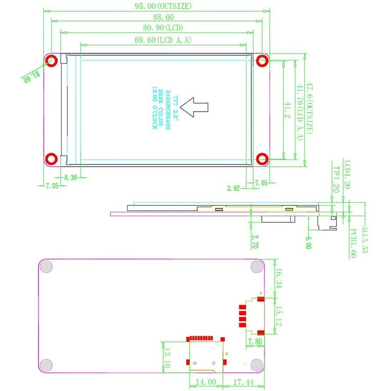 Aihasd English Version Nextion 3.2'' UART HMI Smart LCD Touch