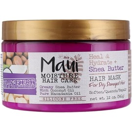 Maui Moisture Shea Butter Hair Mask 12 Ounce Jar (Heal/Hydrate) (Pack of 6)