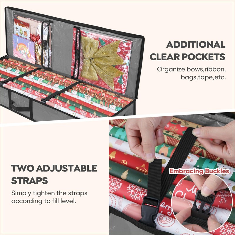 BALEINE SOFT Christmas Wrapping Paper Storage Bag, 40" Durable PE