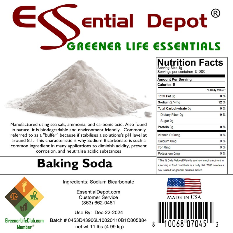 Baking Soda (sodium bicarbonate - 11 pounds) - Shipped in