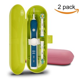 Plastic Electric Toothbrush Travel Case for Oral-B Pro Series, 2 packs (Green&Pink) …