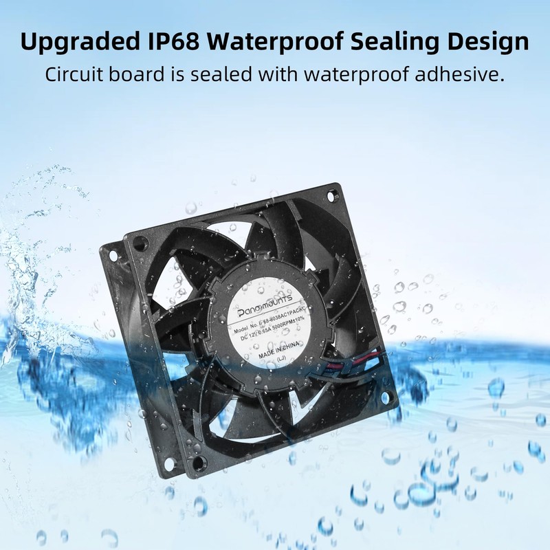PANO-MOUNTS 80mm 3.15inch Dual Ball Upgraded IP68 Waterproof Cooling Fan