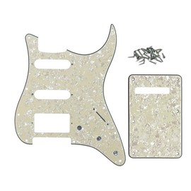 ROZILO 11 Hole Aged Pearl Strat HSS Pickguard Guitar BackPlate Set For Fender US/Mexico Made Standard Stratocaster Guitar Part