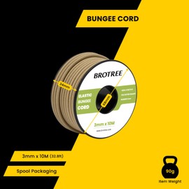 Brotree Rubber Cord Rubber Cord 3 mm x 10 m Elastic Thread Rubber Cord Expander Rope for DIY, Crafts, Jewellery, Bracelets, Necklaces, Tent, Backpack - Khaki