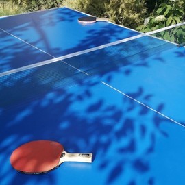 M METERXITY Table Tennis Net Replacement - Retractable Ping Pong Net Plastic Posts Fitting Apply to Game Sports (Grey Blue)