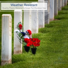 Royal Imports Cemetery Vases for Grave with Spikes Flowers Holder Decorations, Outdoor Memorial Markers, Floral Plastic Pot with Metal Ground Stakes, Medium, Set of 2