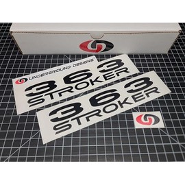 363 Stroker Decals (2-Pack) Racing Valve Cover Window Stickers Fits SBF Stroked V8 Engines Select Color: (Matte Black)