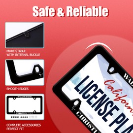 LOISTAVA Walk by Faith License Plate Frame Christian Jesus License Plate Personalise Stainless Steel Auto Parts Funny Text License Plate Decoration with Screws Size 12.3 x 6.3