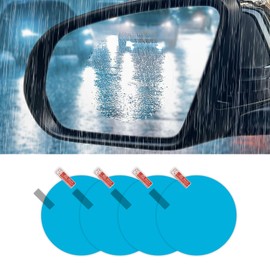 Hirificing 4PCS Car Mirror Anti Rain Protective Film, Anti Glare & Anti Fog Rainproof & Waterproof HD Nano Coating Hydrophobic Sticker for Side Window & Rear View Mirror (3.74 Inch)