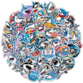 100pcs Shark Stickers - Shark Sticker Realistic Waterproof Decals for Water Bottles Laptop Luggage Computer Scrapbooking Teens Adults Girls Kids Funny Party Birthday Decorations