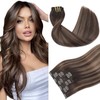 Youngsmile Balayage Clip in Hair Extensions Human Hair, Human Hair