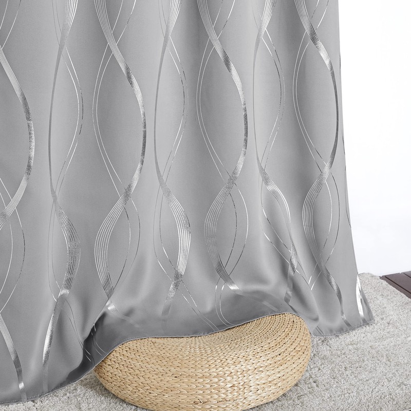 NICETOWN Kitchen Blackout Curtain Panels, Silver Grey, Set of 2,