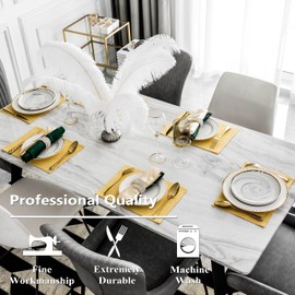 Home Brilliant Yellow Cloth Placemats Reusable Dinner Mats, Dinner Decorations Washable Heat Resistant Dining Table Mats, Faux Linen Woven Place Mats, 33 x 48 cm, 4 Pcs, Yellow