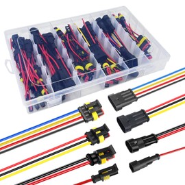 Twippo 16 AWG Waterproof Wire Connectors Automotive Electrical Connectors Quick Disconnect 1/2/3/4 Pin with 16 Gauge Wire (26 Kits)