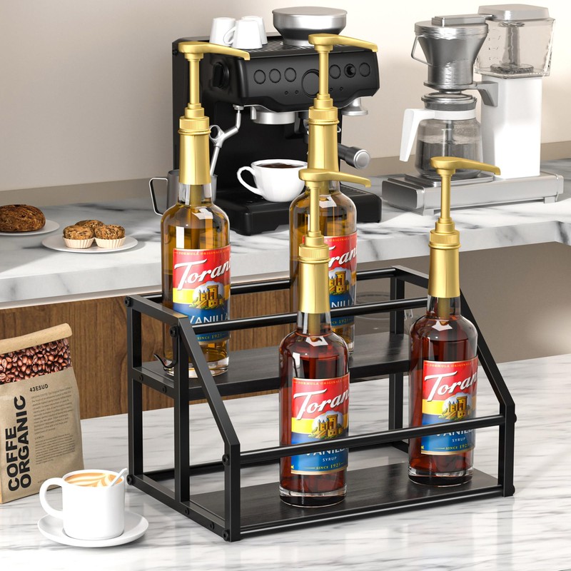 Homedawn Coffee Syrup Rack Organizer, Syrup Bottle Holder Stand for