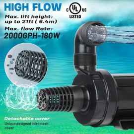 OYO WATER 2000GPH Pond Pumps Submersible Outdoor Inline Pump Pond High Head Water Pump for Garden Waterfall Fountain Water Circulation Pump for Koi Fish Pond