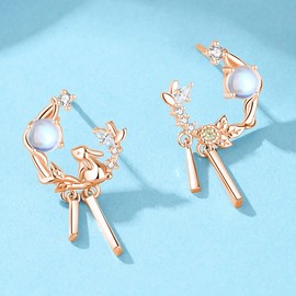 YINCHIE Women's Earrings, Popular, Hypoallergenic, High Quality Zirconia, Moonstone, 925 Silver, Accessory, Cute, Swaying, Anniversary, Coming of Age Ceremony, Birthday, Christmas Gift, Sterling