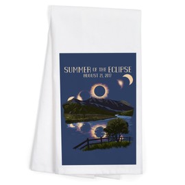 Lantern Press Solar Eclipse 2017, Summer of The Eclipse (100% Cotton Tea Towel, Decorative Hand Towel, Kitchen and Home)