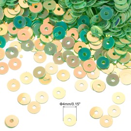 sourcing map 10000 Pcs Flat Loose Sequins 4MM Bulk Cup Sequins Paillettes Sequins Embroidery Sequins Round Spangles with Holes for Jewelry Making Crafts Sewing Makeup Nail,Light Green