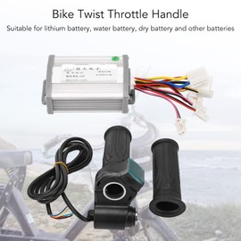 24V 1000W Bike Brushed Motor Controller with Twist Throttle Handle Keys Electric Bike Conversion Kit Front Lamp Switch Kit with Throttle Grip Set