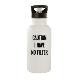 Molandra Products Caution I Have No Filter - Stainless Steel 20oz Water Bottle, White