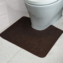 QIJIRC Toilet Rugs U Shaped Washable 24 x 20, Non Slip and Absorbent Toilet Mat, Quick Dry Bath Mats Rugs for Bathroom Floor, Cozy Cloth Quick Dry Contour Bath Rugs for Toilet Base,Coffee