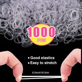 Ondaring Elastic Hair Ties Clear 1000 Pcs Hair Elastics with 1pcs Hair Bands Cutter Remover & 2pcs Hair Tail Tools for Toddler Infants Kids Girls Women