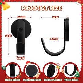 Guojanfon 2 Pack Magnetic Wreath Hanger, Heavy Duty Magnets with Hook for Refrigerator, Christmas Decoration Magnetic Hooks for Metal Front Door, Cruise Hook Hanger for Hanging Cabins Grill Coat
