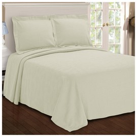 SUPERIOR Paisley Jacquard Matelassee Bedspread - 100% Cotton Quilt with Matching Pillow Shams, Matelassee Coverlet, Ivory, Twin Size