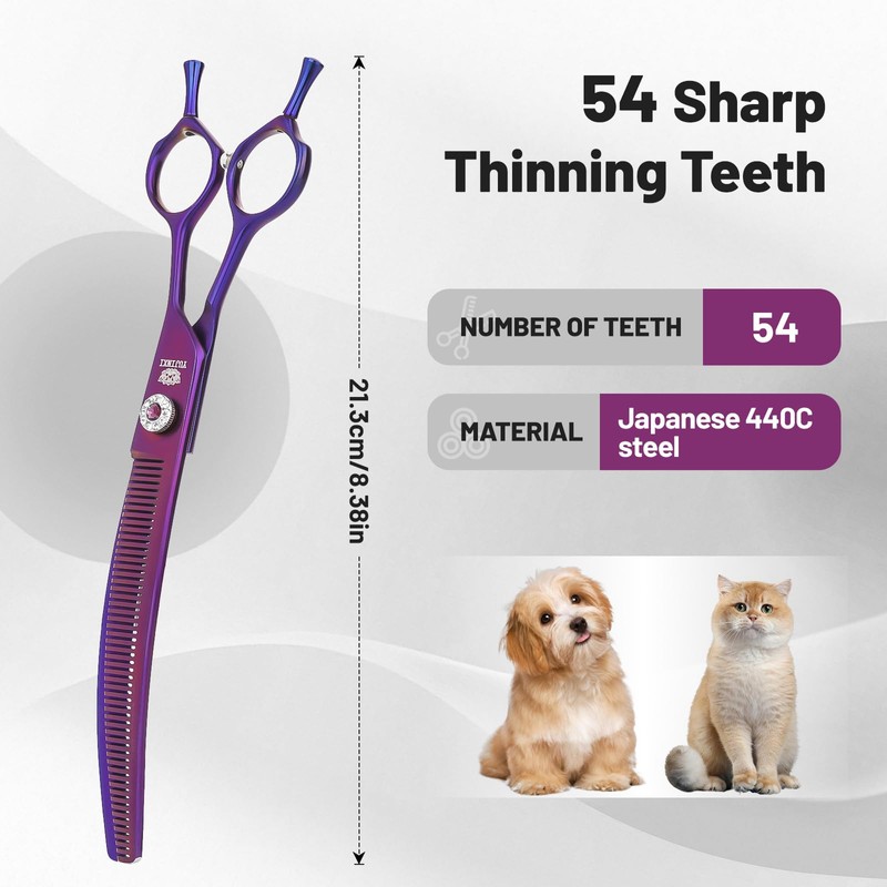 Curved Thinning Shears for Dog Grooming Scissors 8 inch Professional