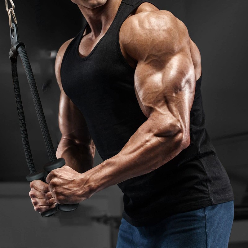 Ergonomic Tricep Rope Pulldown Attachment, Upgraded Triceps Rope Cable Attachments