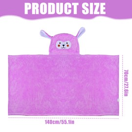 Funmo Hooded Towel Baby 1 Piece Towel Children Baby Bath Towel Baby Towel with Hood 70 x 140 cm for Baby Bathing, Soft Super Absorbent, Cute Baby Hooded Towel with Pattern 0-5 Years (Purple)