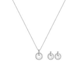Elli Jewellery Set Women's Circle Pendant Sparkling with Crystals in 925 Sterling Silver, Facet cut, Crystal