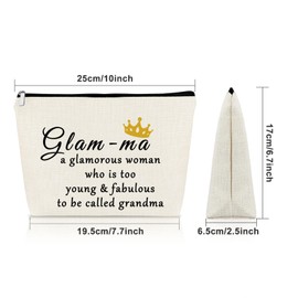 Grandma Gifts from Grandchildren Makeup Bag Mother's Day Gifts for Grandma Cosmetic Bag Grandma Birthday Gifts Retirement Gifts for Grandmother Christmas Gifts Cosmetic Travel Pouch