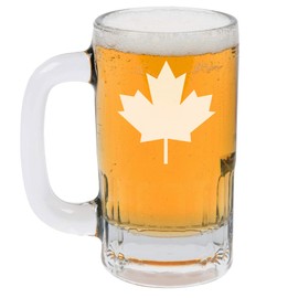 12oz Beer Mug Stein Glass Maple Leaf Canada