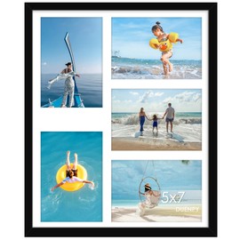 DUENPY 13x16 Picture Frame 5x7 Collage Picture Frame Displays Five 5x7 inch Photos Collage Wall Decor Wall Hanging Black