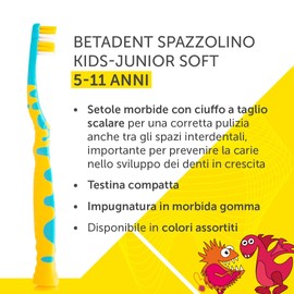 Betadent Set of 15 Soft Toothbrushes for Children Aged 5-11 Years Soft Bristles for Proper Cleaning Between Teeth Anti-Carie Pack of 15 Assorted