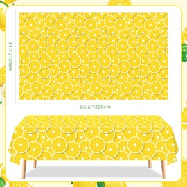 LWYGEGJO 4 Pack Lemon Tablecloth Lemons Summer Party Tablecover Rectangle Lemons Table Cover 51 x 86 Yellow Lemons for Lemon Theme Birthday Party Wedding Shower Supplies Lemon Table Decorations