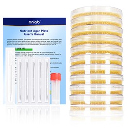 anlab™ Nutrient Agar Petri Dishes Science Project Kit, 10 Pre-Poured Agar Plates and Cotton Swabs for Science Experiments, Bacteria Science Kit - Sealed Separately (Factory Direct)