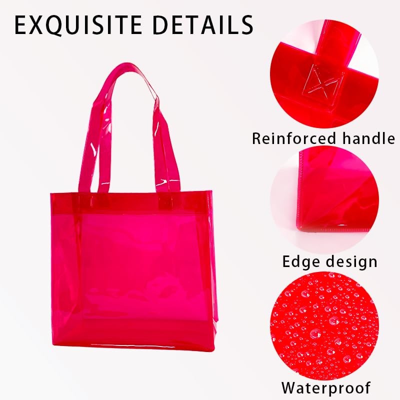 TotePrint 1pcs Waterproof Large Transparent Pvc Shopping Clear Tote Bag