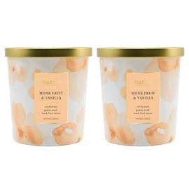 Luxury Fragranced Candle, 12 OZ, Soy Blend Wax, Essential Oils, Long-Lasting Burn, Home Fragrances, Aromatherapy Home Scented Candles Scent Monk Fruit & Vanilla (Pack of 2)