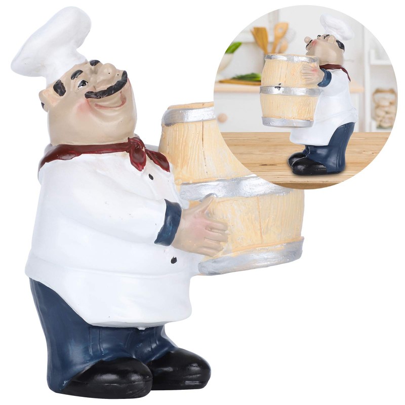 Chef Figurines Toothpick Holder, Resin Toothpick Dispenser with Italian Chef