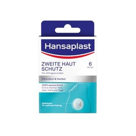 Hansaplast Plaster Second Skin Protection Regular (6 Strips), Thin and Flexible Hydrocolloid Plaster with Healing Capsule Technology, Waterproof Wound Plaster with Extra Strong Hold for at least 72 Hours