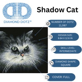 DIAMOND DOTZ ® - Shadow Cat, Full Drill, Square Dotz, Cat Diamond Painting Kits, Cat Diamond Art, Diamond Art Cat, Diamond Painting Cat, Diamond Painting Kits Cats, 9.8"x12.6"