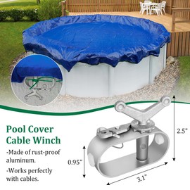Belleone Swimming Pool Cover Cable and Winch Kit - 150ft Plastic-Coated Steel Pool Cover Wire & Aluminum Spring Loaded Pool Cover Ratchet for Above Ground Swimming Pool Winter Safe (Green)
