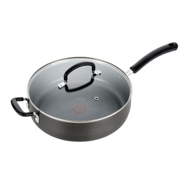 T-fal Ultimate Hard Anodized Non Stick Jumbo Cooker With Lid & Helper Handle 5 Quart, Oven Broiler Safe 400F, Lid Safe 350F, Cookware, Deep Frying Pan, Skillet, Pots and Pans, Dishwasher Safe, Grey