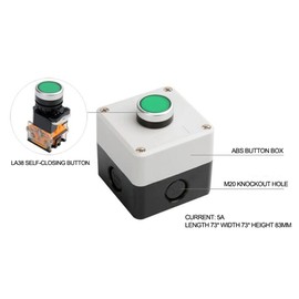 ATO Momentary Push Button Switch Station Box, 1 NO+1NC, ABS One Push Button Control Switch
