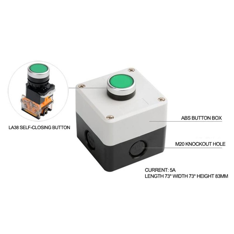 ATO Momentary Push Button Switch Station Box, 1 NO+1NC, ABS